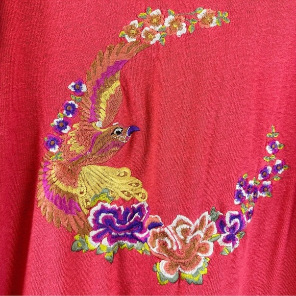 FREE PEOPLE Night Bird Velvet Embroidered Mini Dress/Tunic Pullover in Red — S - Picture 3 of 6